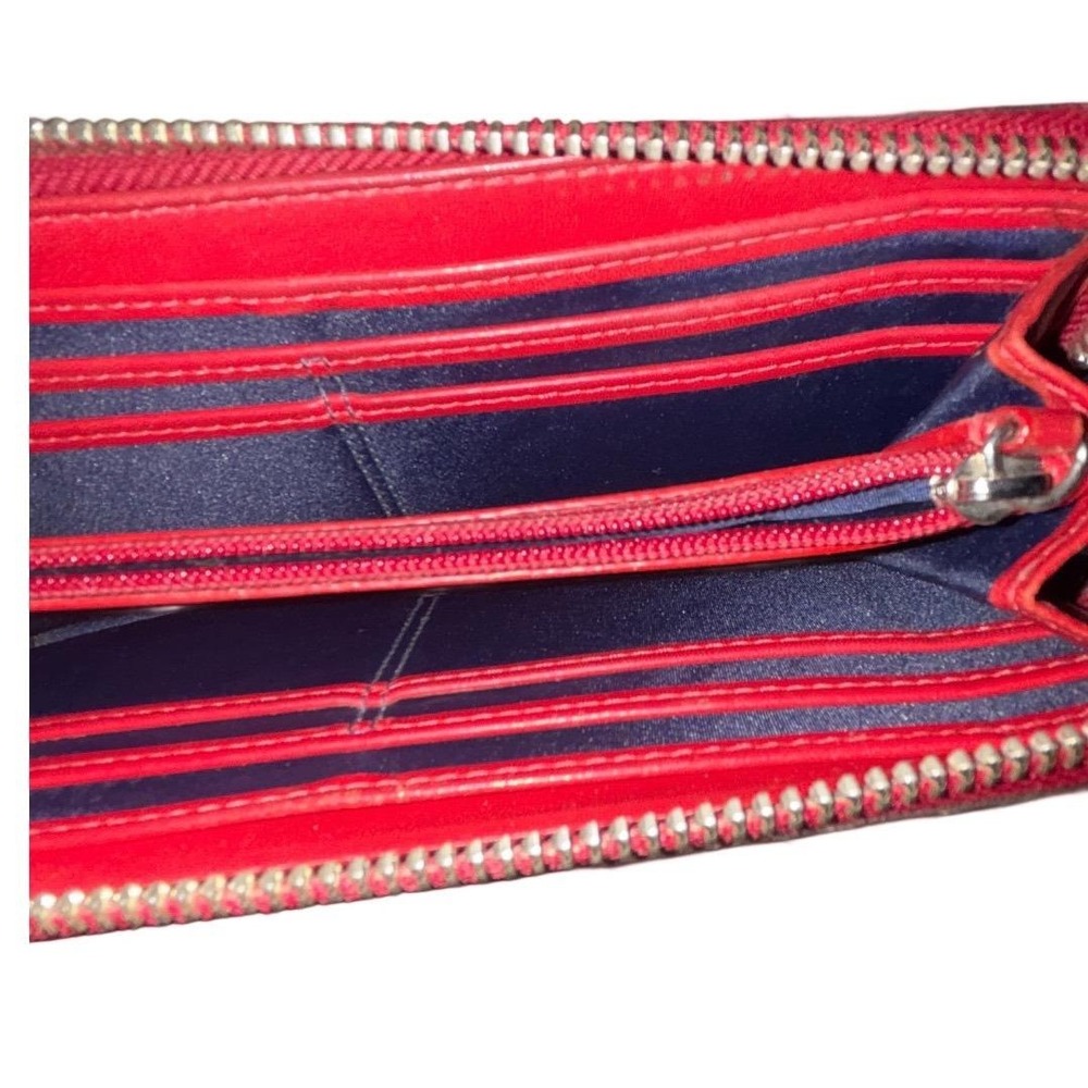 Coach‎ Poppy Red Patent Leather Floral Zip Around Accordion Long Wallet 2011 - Picture 3 of 7